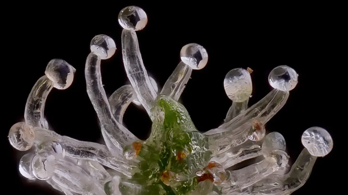 Trichome close up Golden Pineapple weed variety