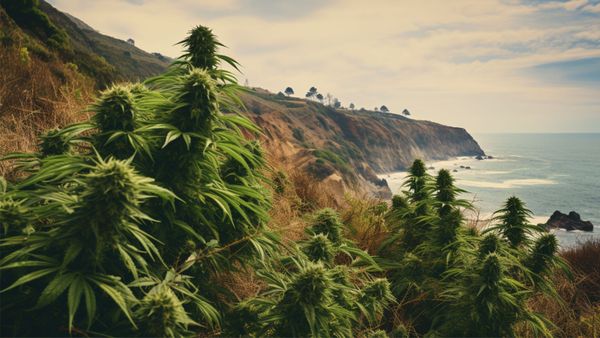 marijuana plants growing on the Southern California coast