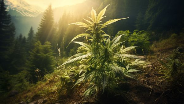 beautiful marijuana plant growing in colorado mountanis