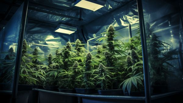 a stylized image of autoflowering strains growing indoors