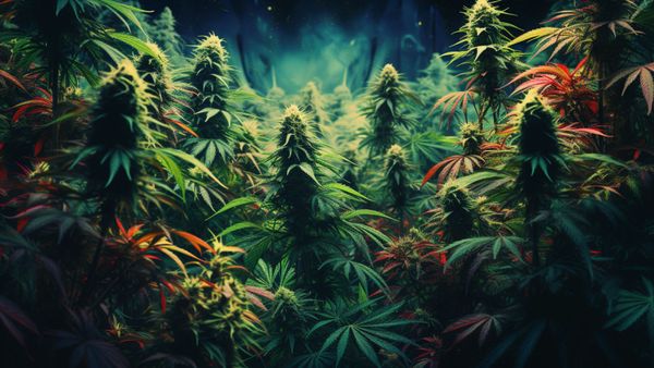 Indica marijuana plants growing together