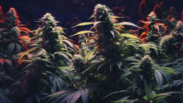 a stylized image of marijuana strains growing together