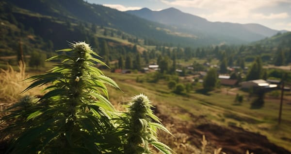 Marijuana plants growing in a small town in Oregon