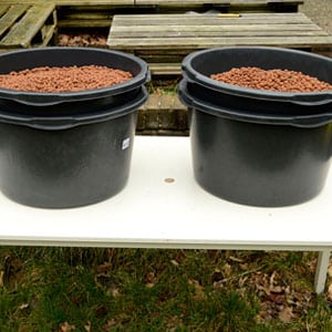 Two tubs with hydro pellets