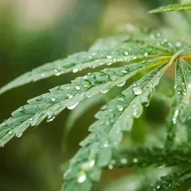 droplets on cannabis leaves