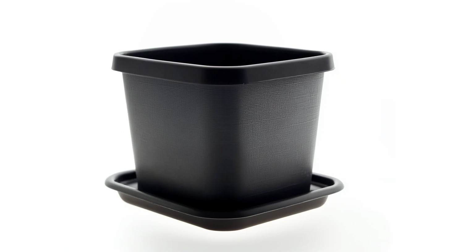 A simple plastic pot with a matching saucer underneath, ideal for growing cannabis. The saucer catches excess water, helping to prevent messes and ensuring proper drainage for the plant.