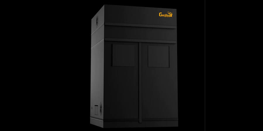 A large 5ft x 5ft Gorilla grow tent, designed for indoor cannabis growing. The tent features reinforced walls, excellent insulation, and optimal light reflection to support healthy plant growth.
