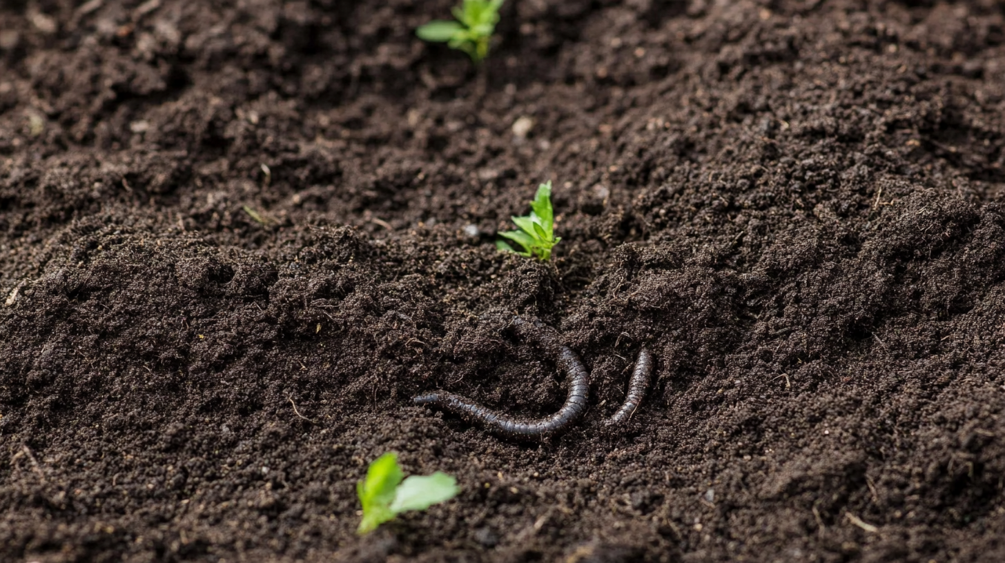 A close-up of rich, dark worm castings, providing beneficial nutrients for cannabis plants and improving soil health.