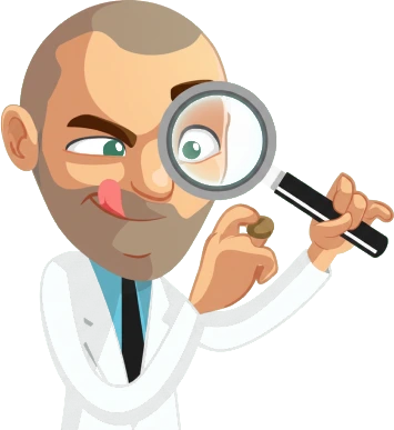 Robert inspecting a cannabis seed through a magnifying glass