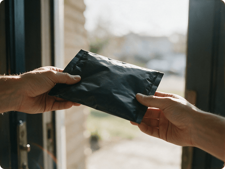 Package being handed over at the door