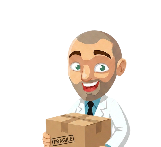 ILGM grower holding a plain parcel marked fragile